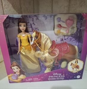 Disney Beauty & The Beast Princess Belle & Philippe The Horse Playset NEW